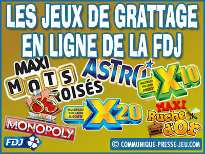 Jeux de grattage en ligne Française des Jeux (FDJ).