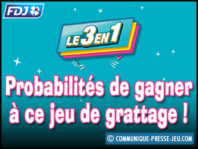 Jeu de grattage Le 3 en 1, les probabilités de gagner à ce jeu à gratter.